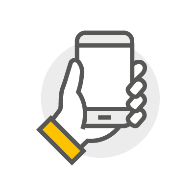 Hand hält ein Smartphone
